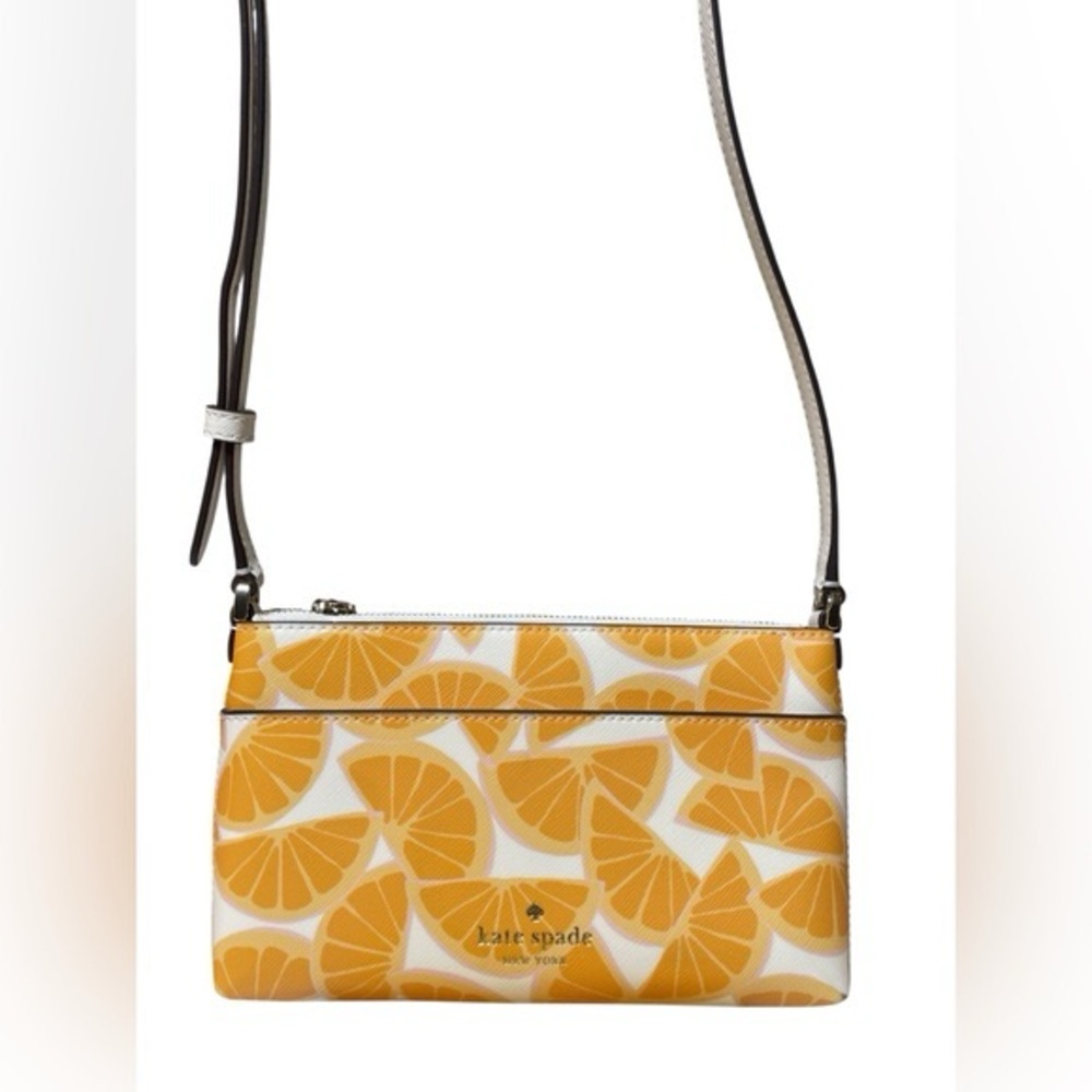Kate Spade NEW Sadie Orange Toss Top Zip Small Printed Crossbody Shoulder Bag